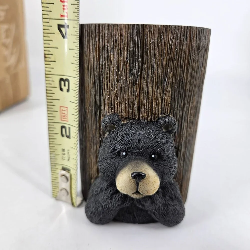 Black Bear Bathroom Cup Drinking Tumbler Holder Rustic Lodge Kitchen NEW 4